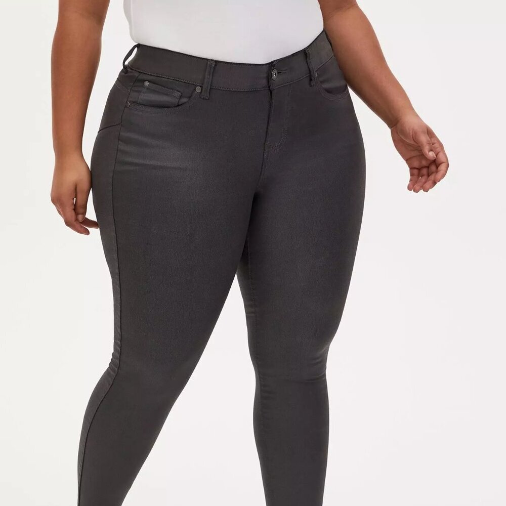 Torrid Grey Distressed Coated Skinny Jeans Size 22